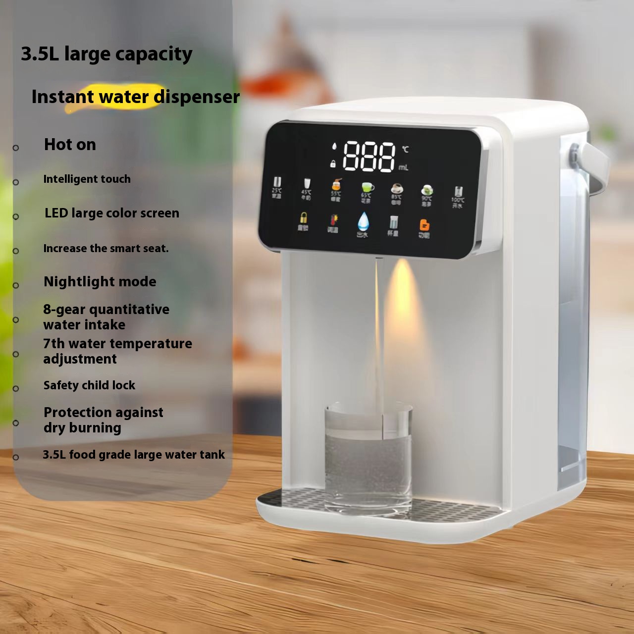New model instant heating small desktop water dispenser for home and office, touch control temperature smart water purifier factory