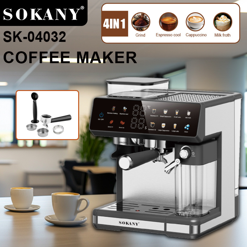 4-in-1 Italian Coffee machine integrates grinding, extraction, milk foam making and heat preservation
